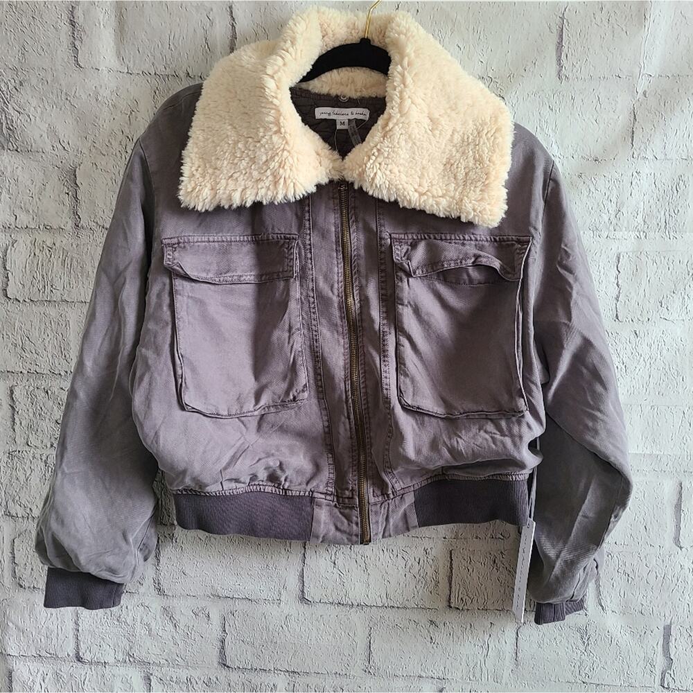 Young Fabulous & Broke Gray Earhart Faux Fur Full Zip Jacket NWT‎ Women's Small - Picture 2 of 11